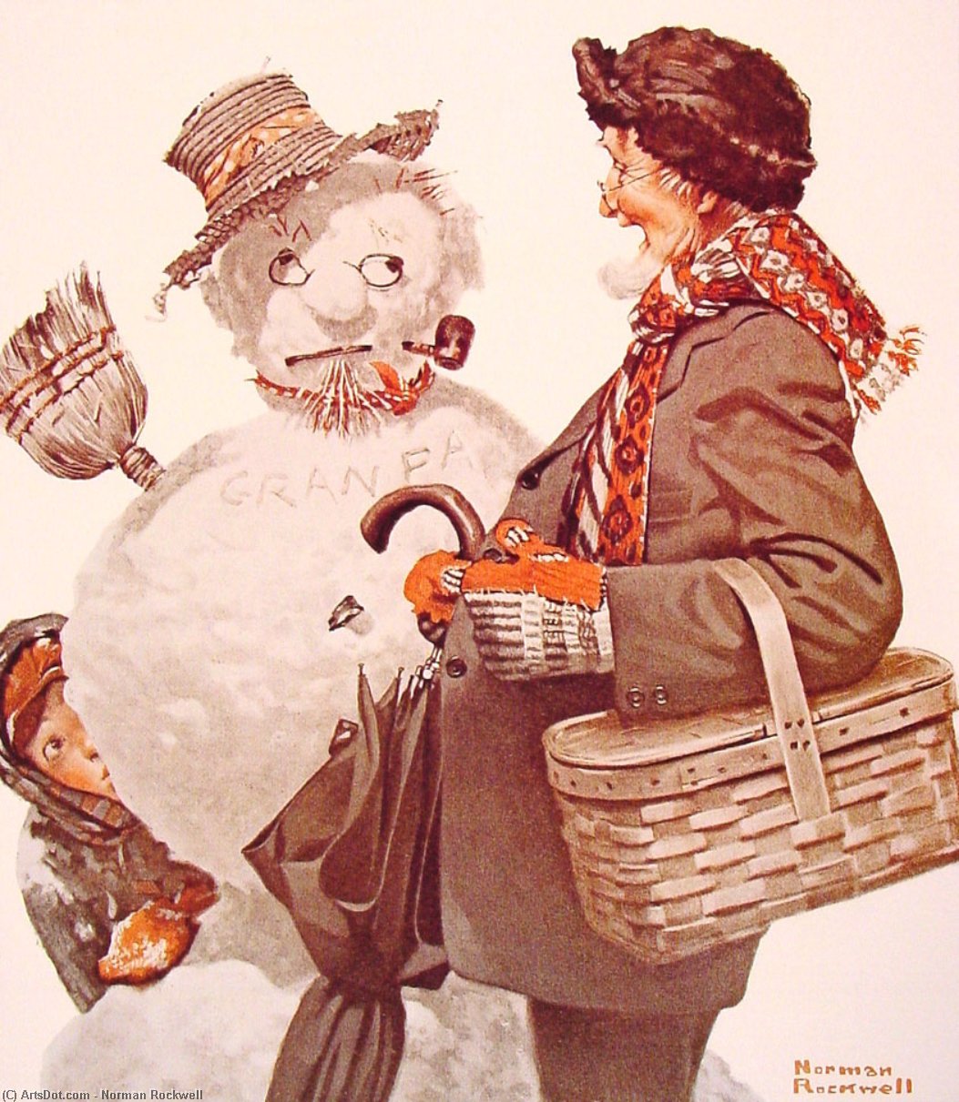 Grandfather And Snowman — Norman Rockwell