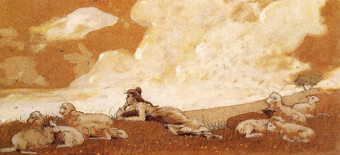 Girl And Sheep — Winslow Homer