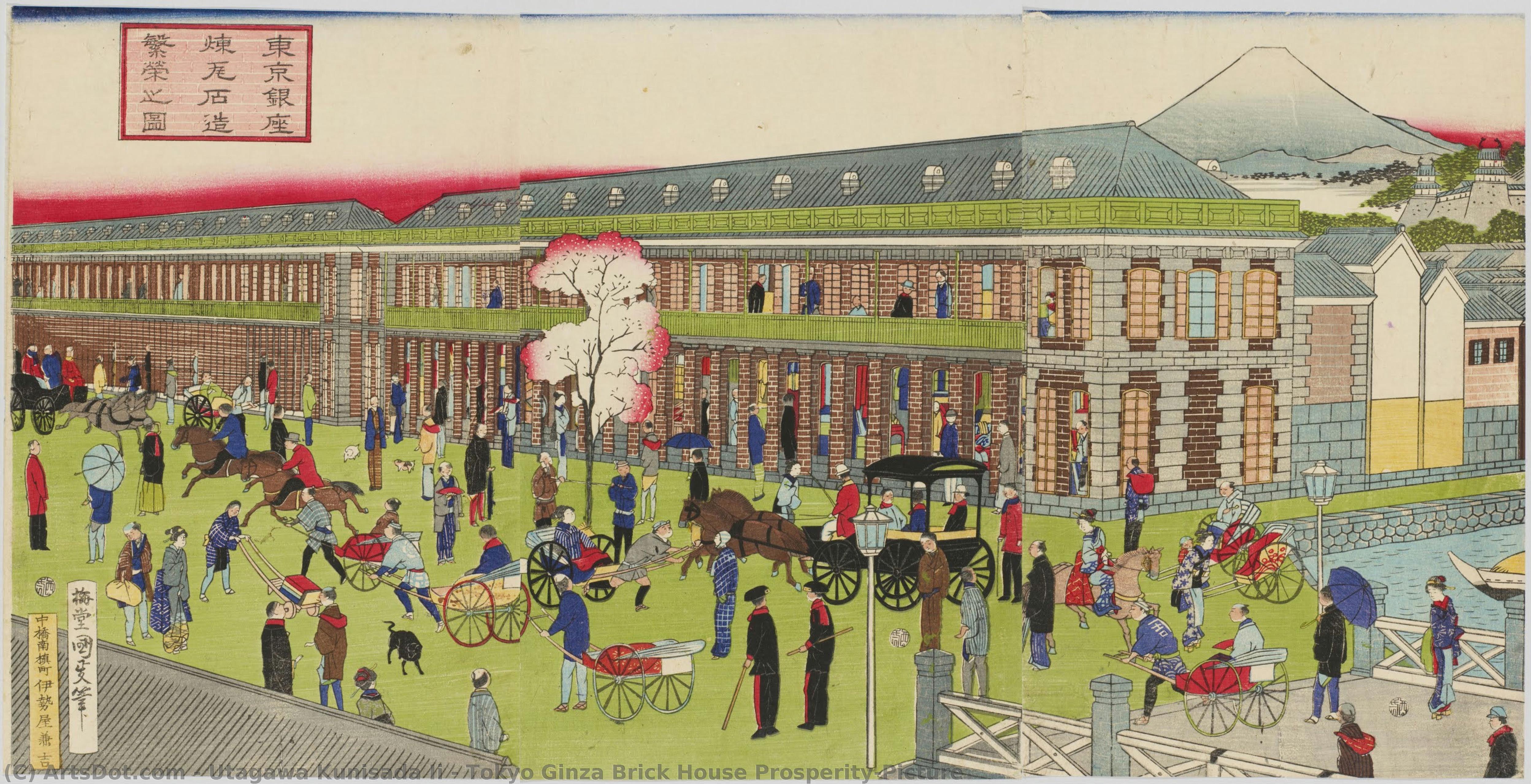 Tokyo Ginza Brick House Prosperity,picture — Utagawa Kunisada Ii