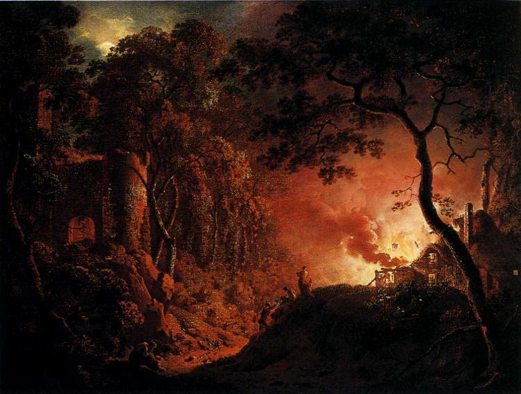 A Cottage On Fire — Joseph Wright Of Derby