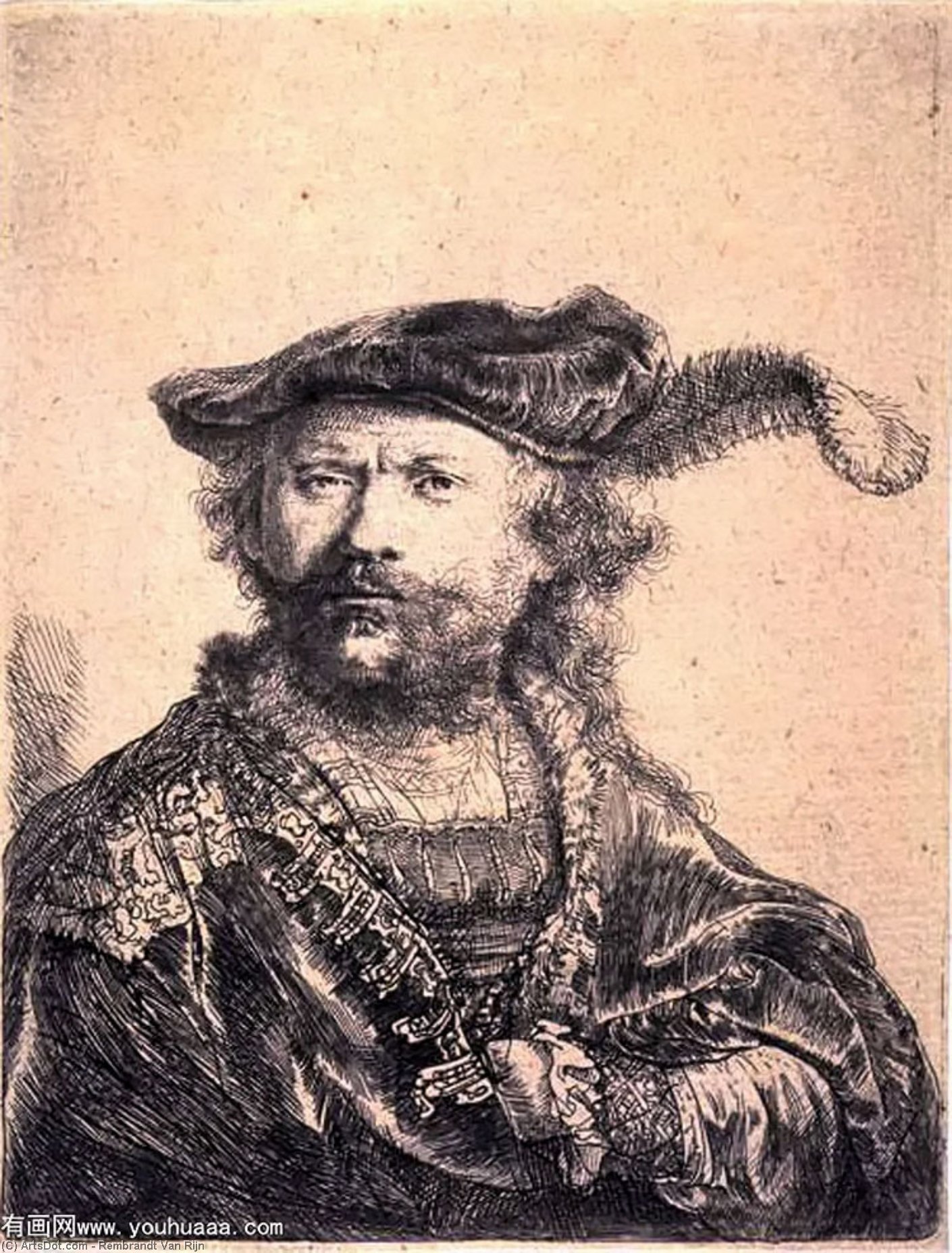 Rembrandt In Velvet Cap And Plume — Rembrandt Van Rijn