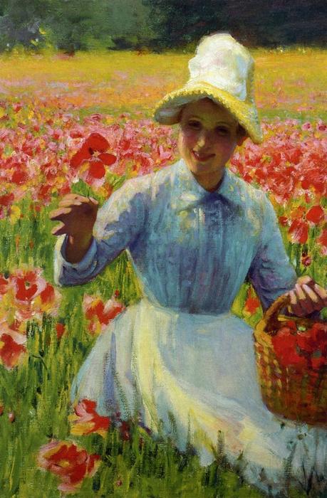 Girl With Poppies — Robert Vonnoh