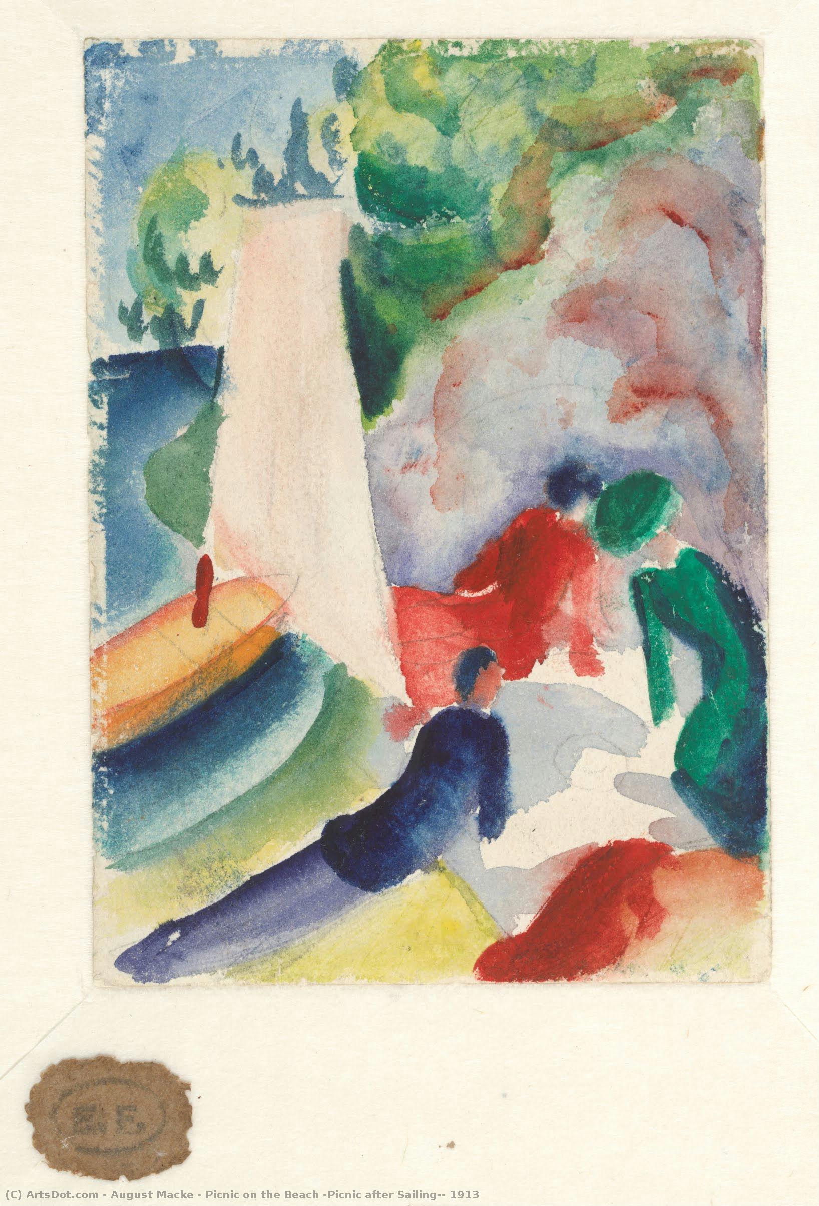 Picnic On The Beach (picnic After Sailing), 1913 — August Macke