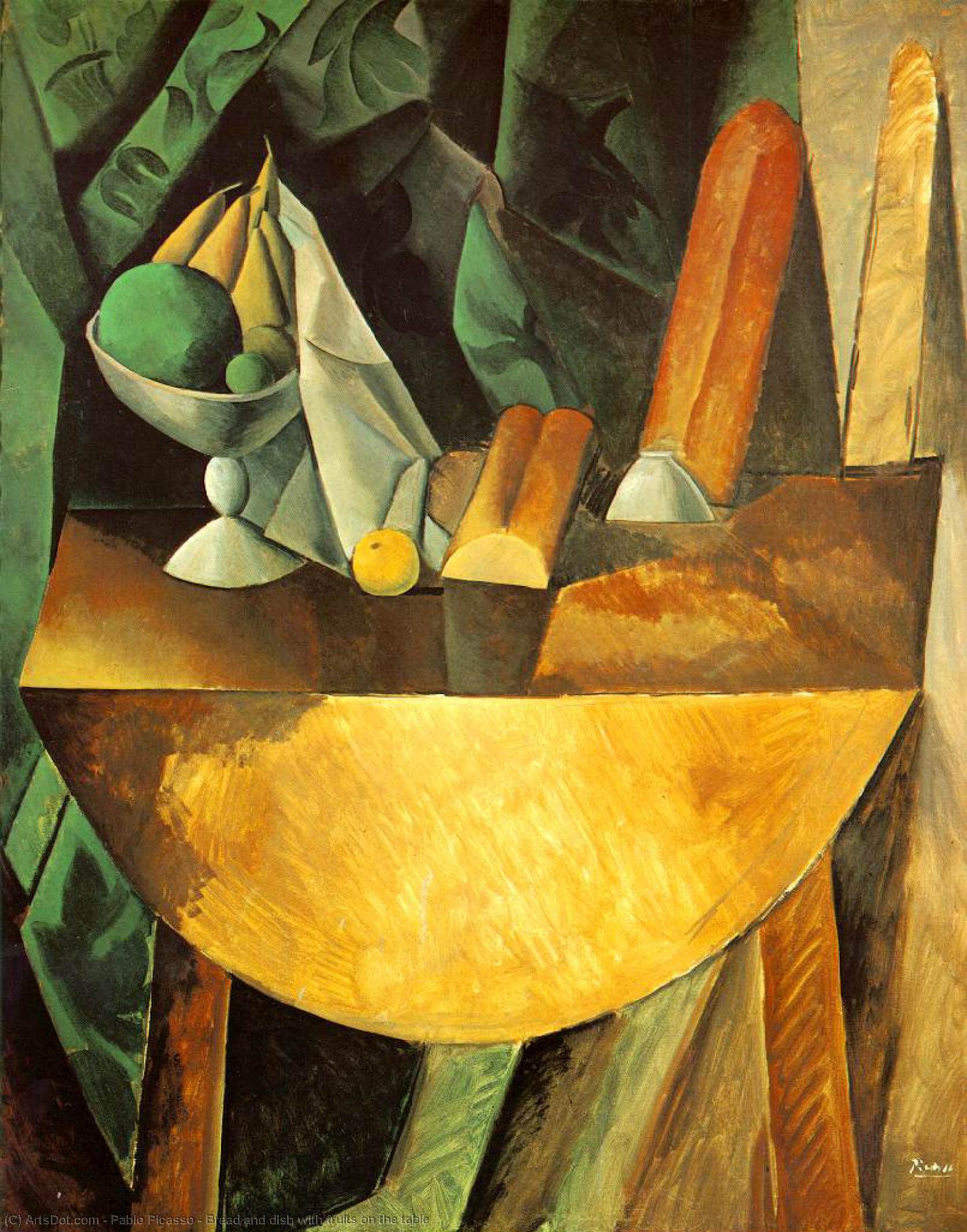 Bread And Dish With Fruits On The Table — Pablo Picasso