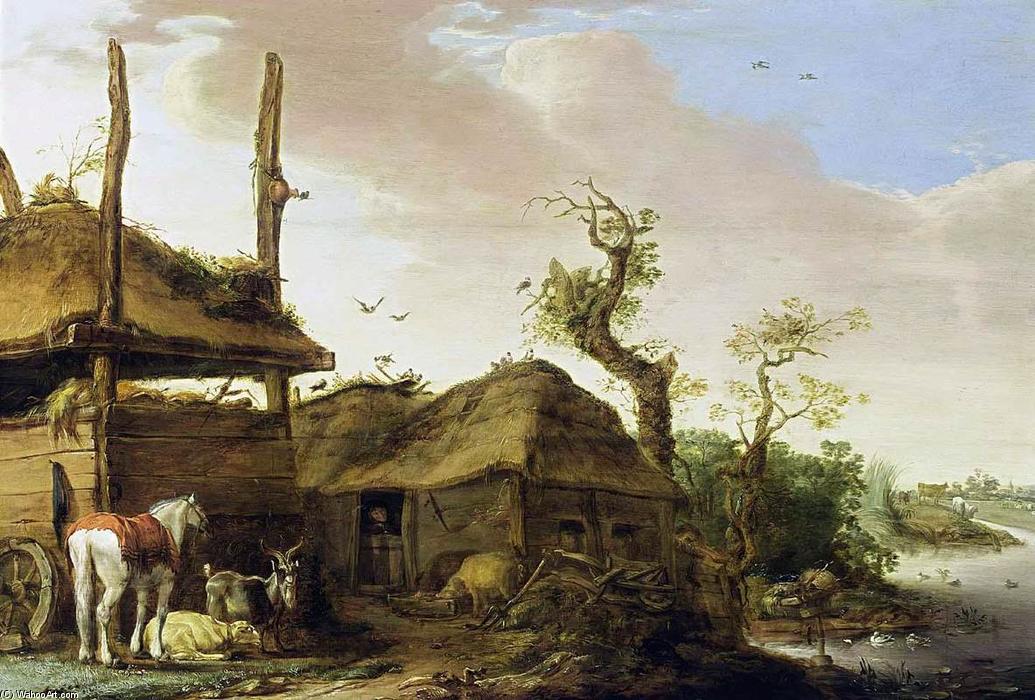 A Farmstead Near A Stream — Cornelis Saftleven (cornelis Zachtleven)