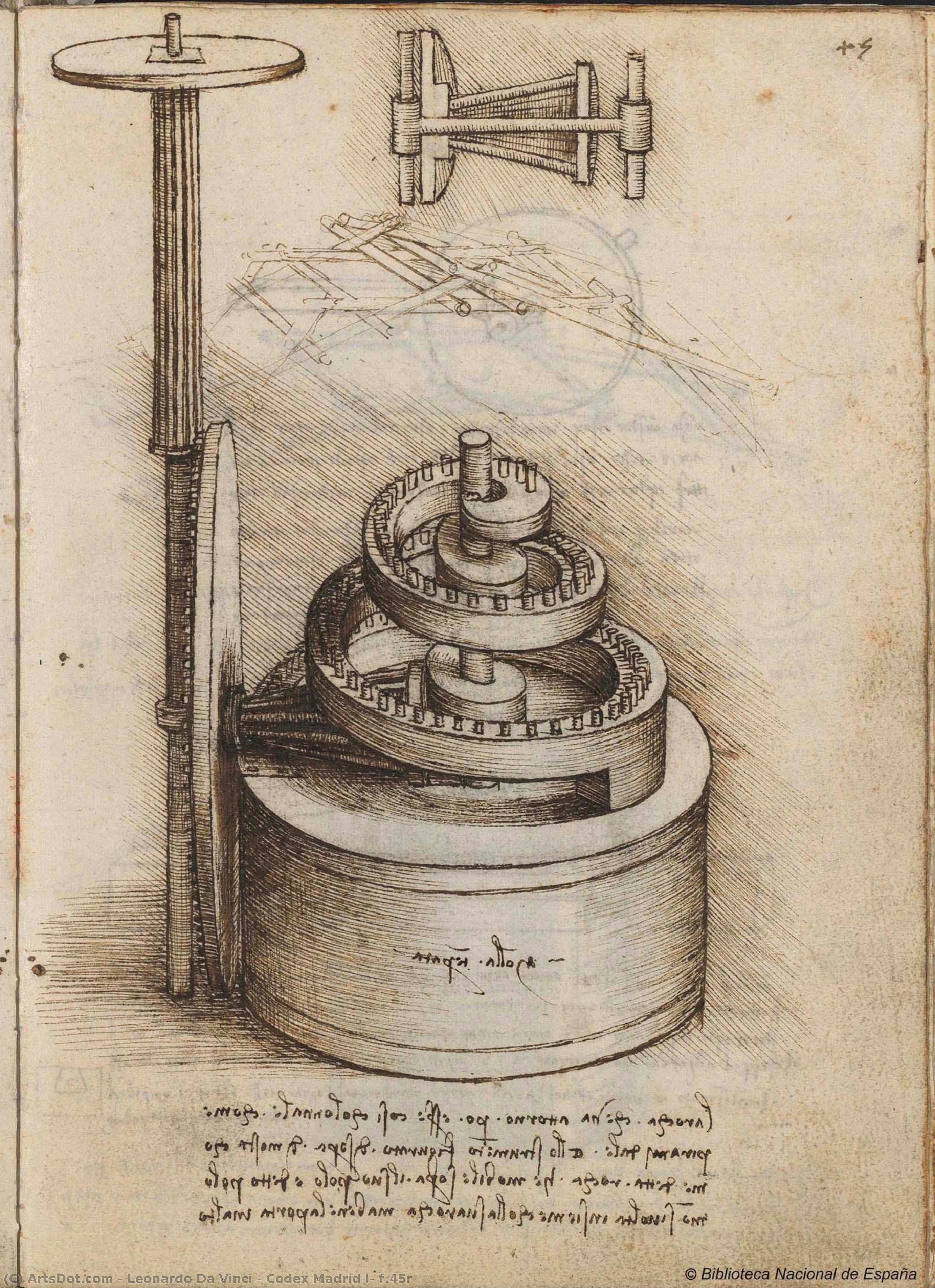 Codex Madrid I, F.45r — Leonardo Da Vinci