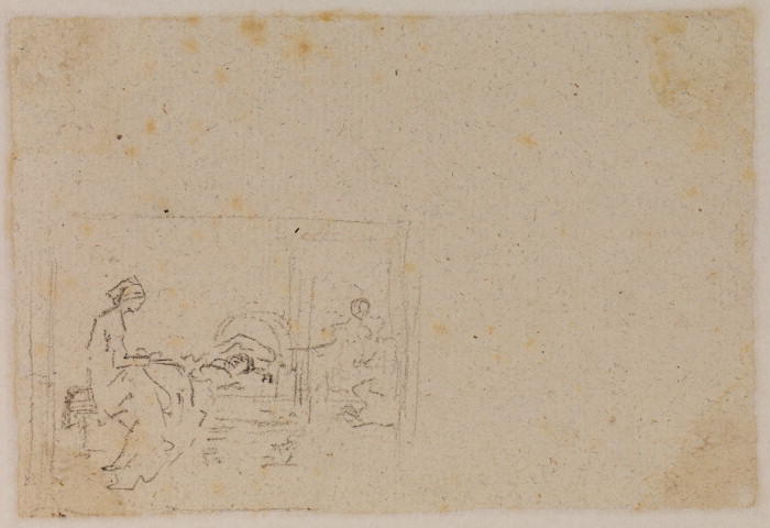 Sketch Of Interior With Seated Woman (verso) — Benjamin West