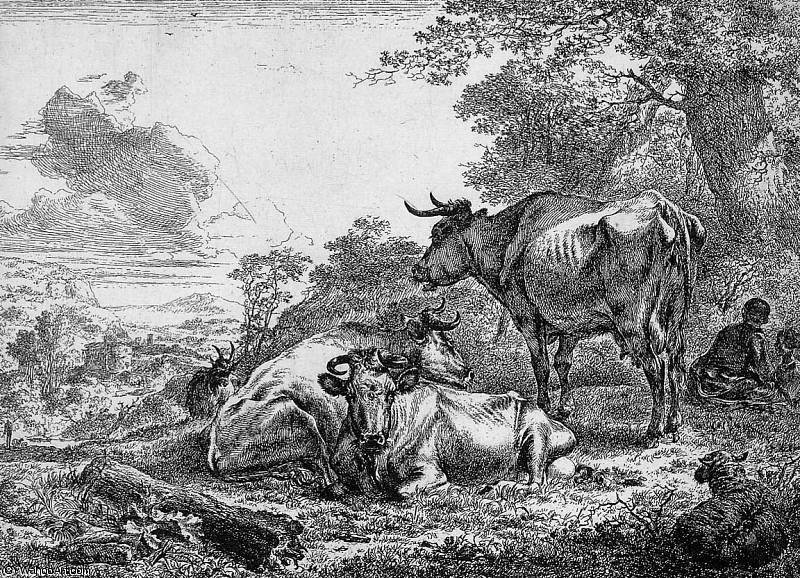 Three Resting Cows Sun — Nicolaes Pietersz Berchem