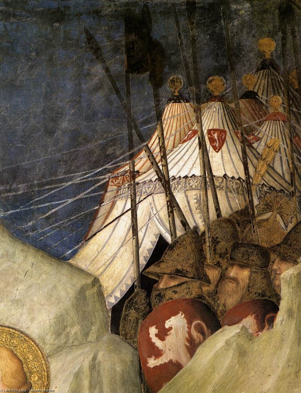 Saint Martin Renounces His Weapons (detail) — Simone Martini