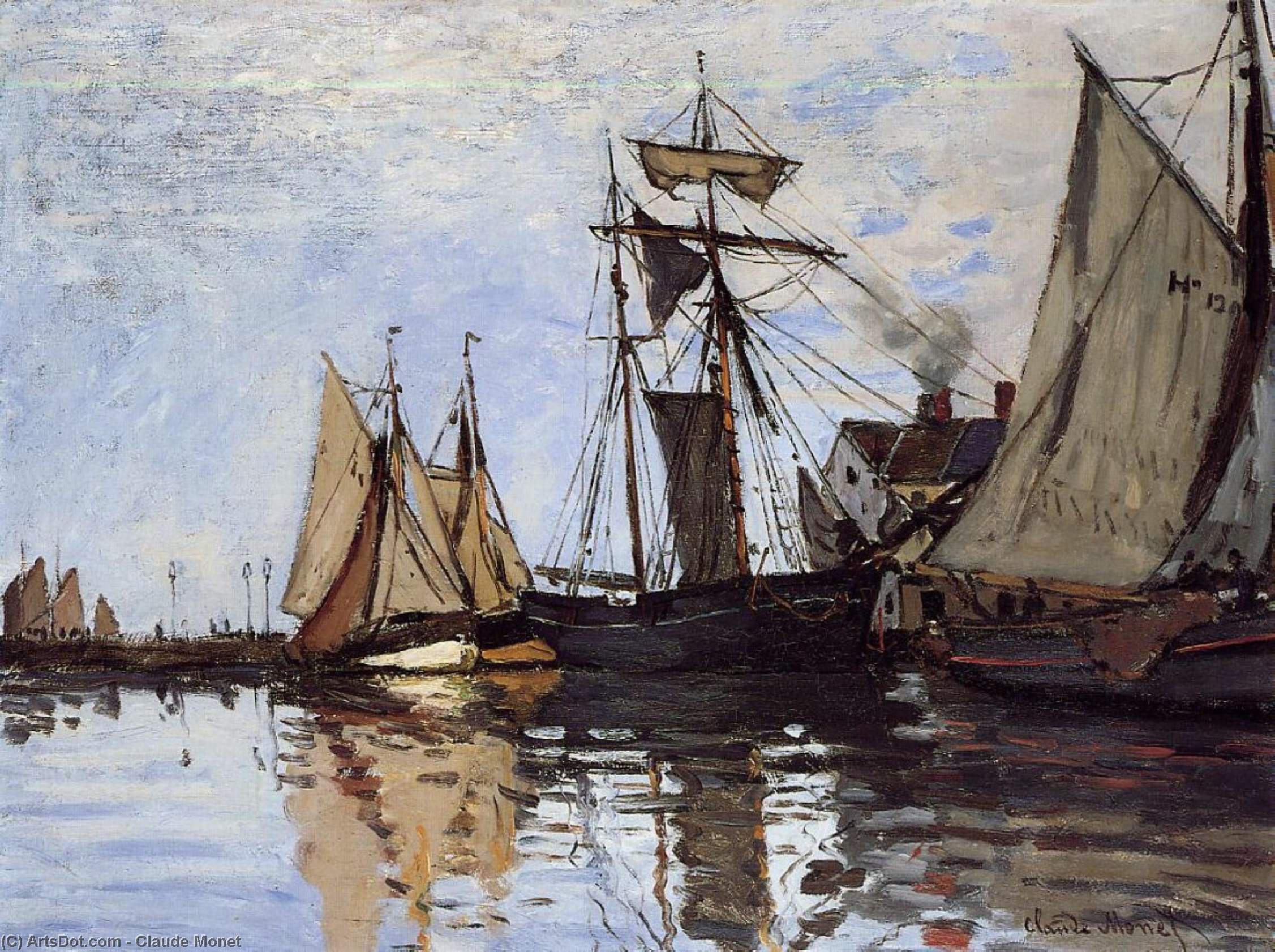 Boats In The Port Of Honfleur — Claude Monet