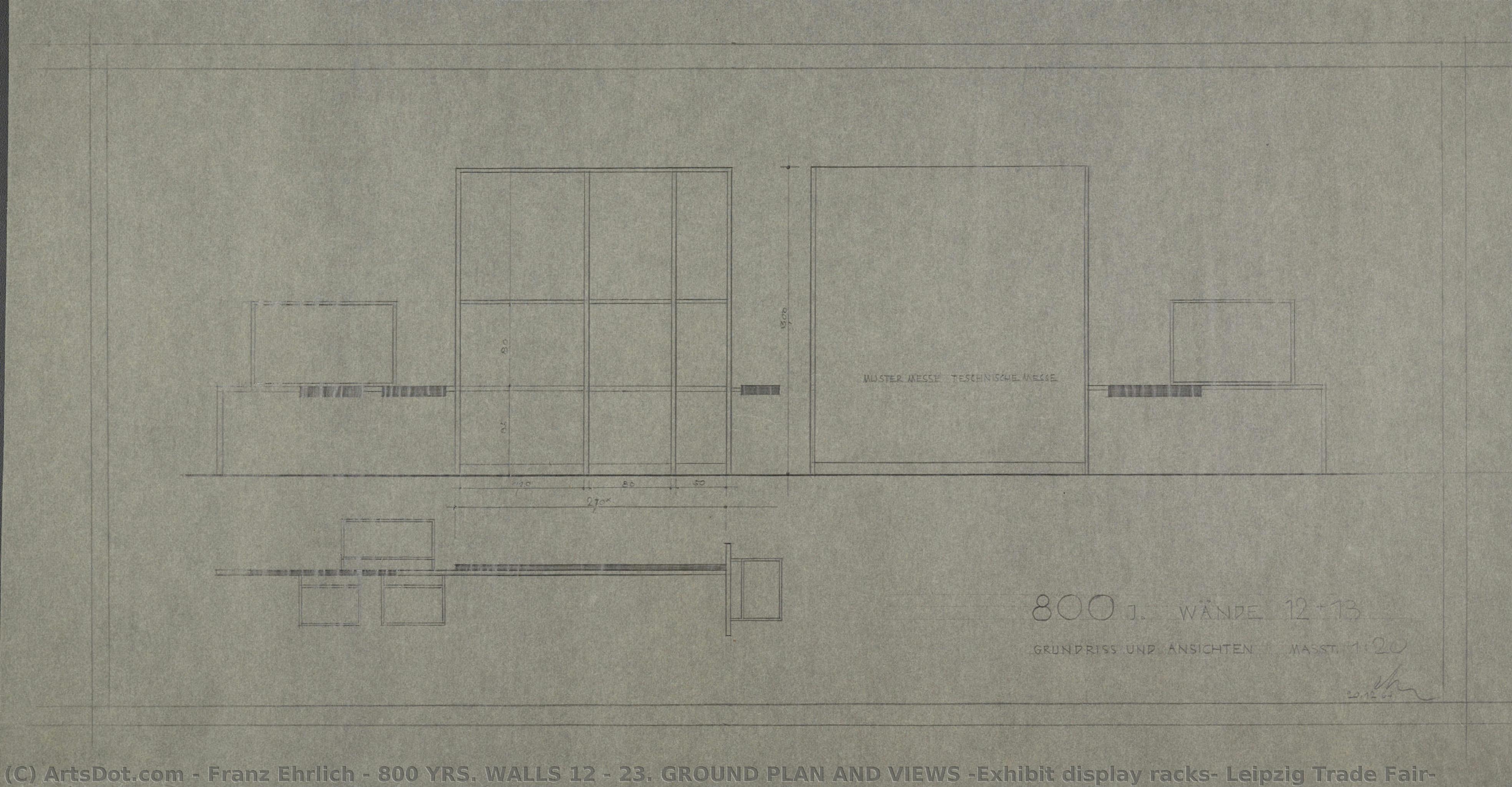 800 Yrs. Walls 12 + 23. Ground Plan And Views (exhibit Display Racks, Leipzig Trade Fair) — Franz Ehrlich