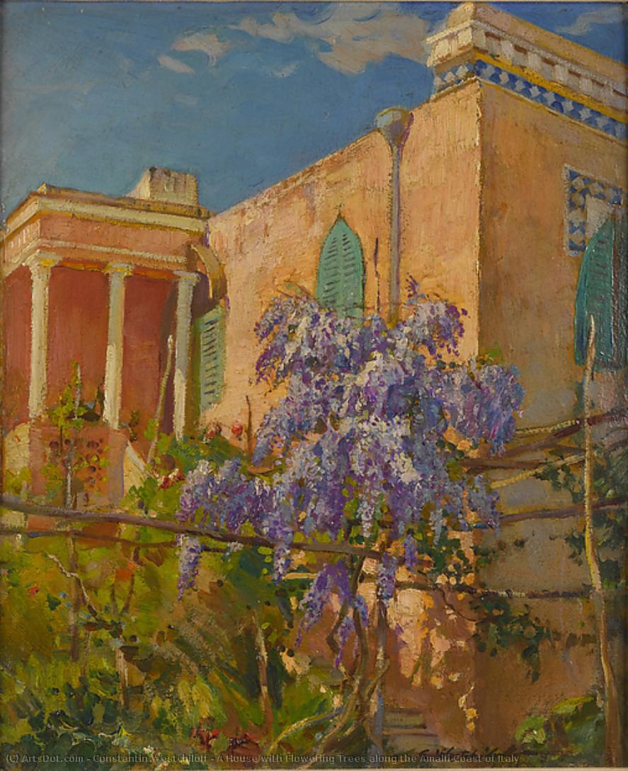 A House With Flowering Trees Along The Amalfi Coast Of Italy — Constantin Westchiloff