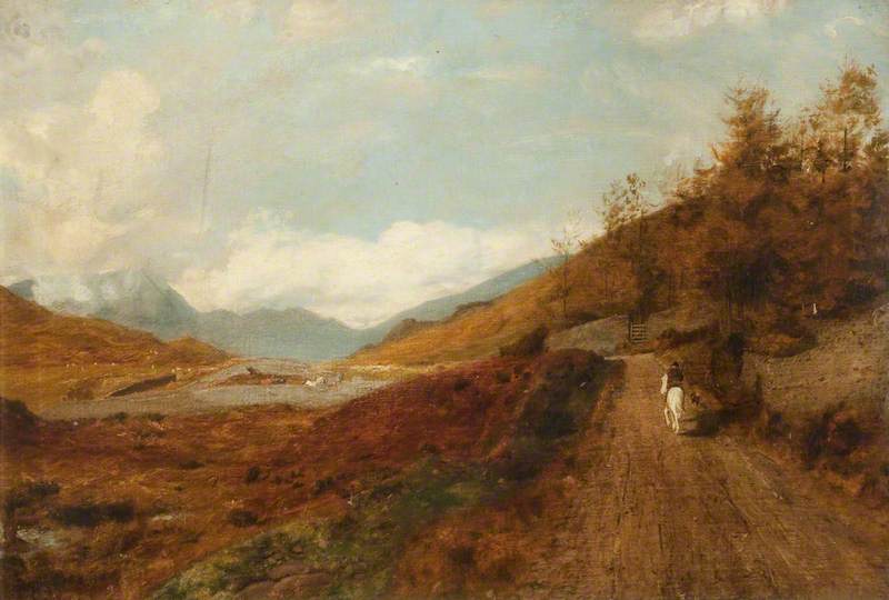 Man On A White Horse In Mountain Scenery — Thomas Wade