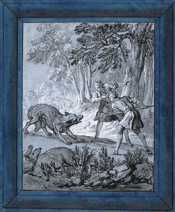 Men Attacking Wolves — Jean-baptiste Oudry