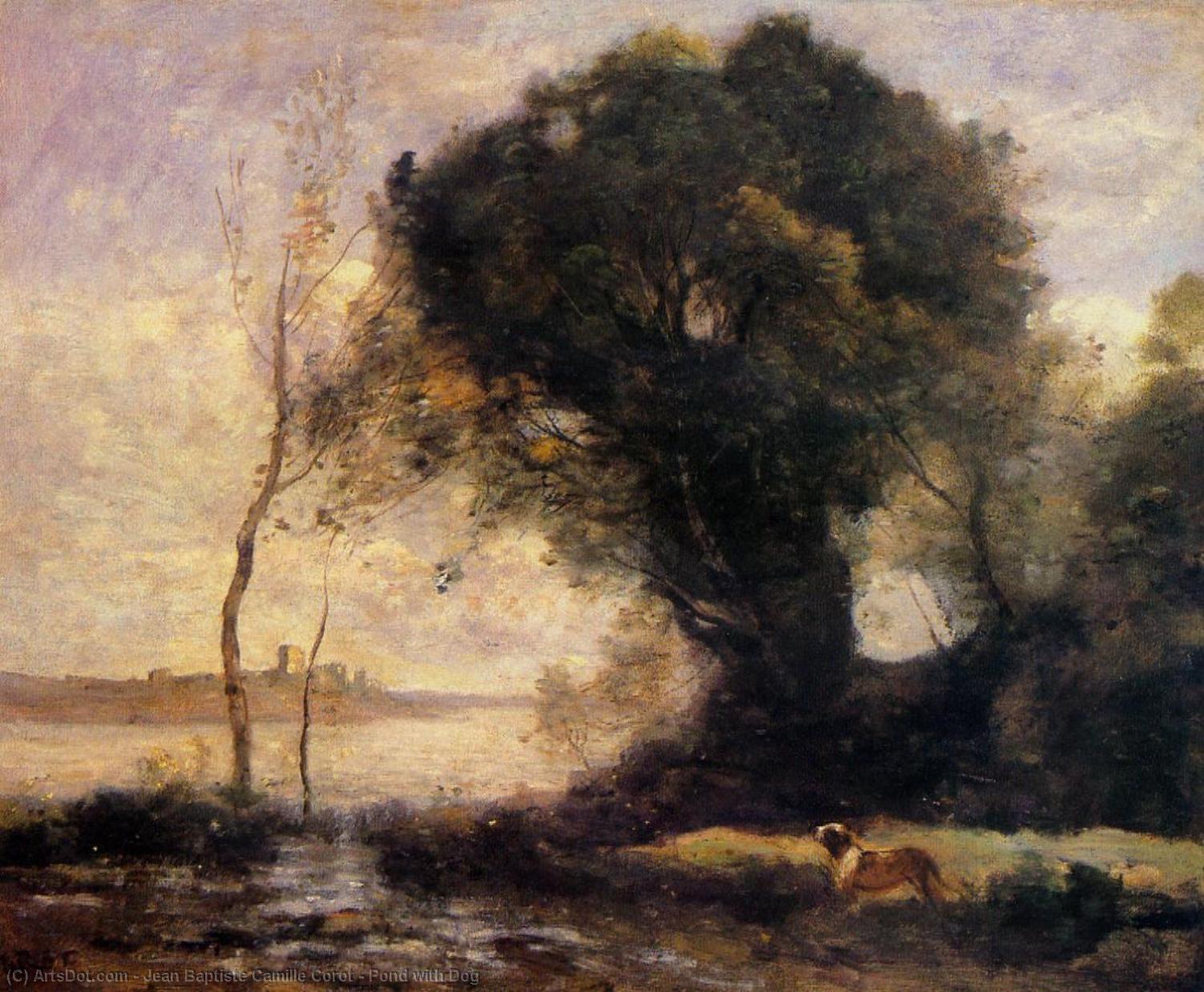 Pond With Dog — Jean-baptiste-camille Corot