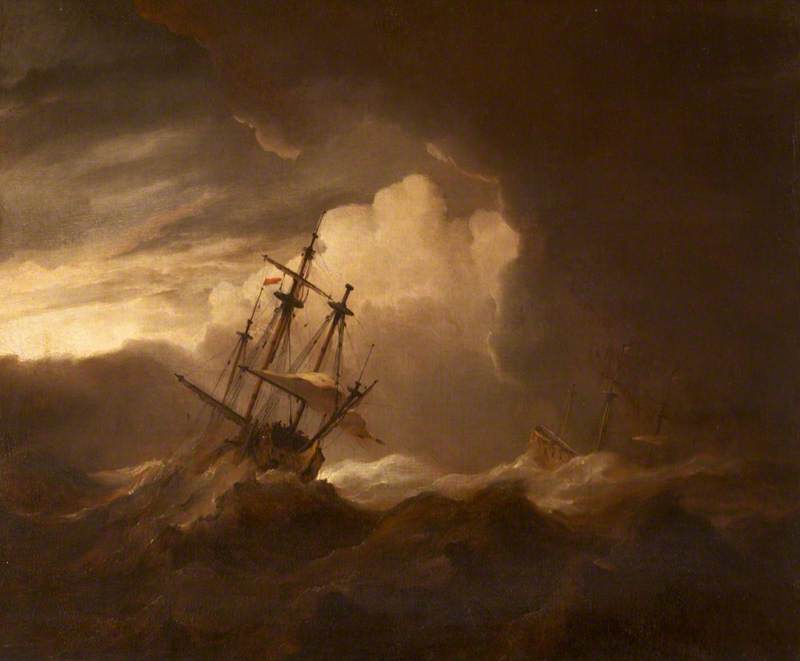 Ships In A Storm — Willem Van De Velde The Elder