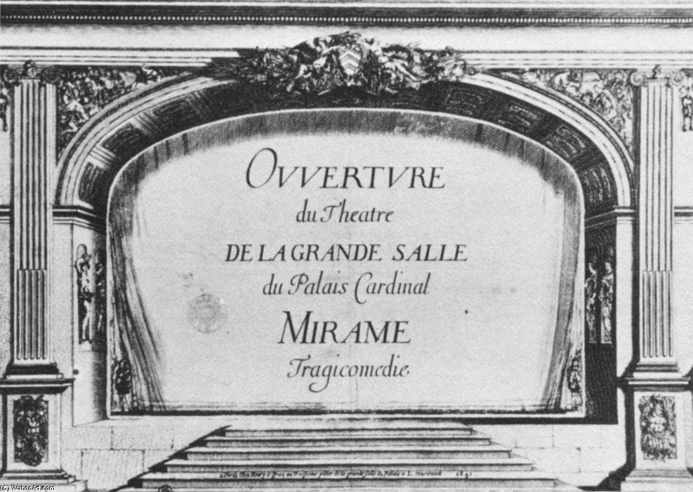 View Of Proscenium Arch And Drop Curtain For The Play Mirame — Stefano Della Bella