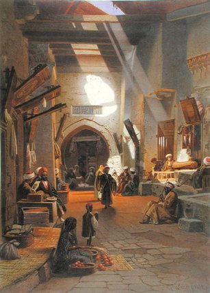 Bazaar At Girgah — Carl (friedrich Heinrich) Werner
