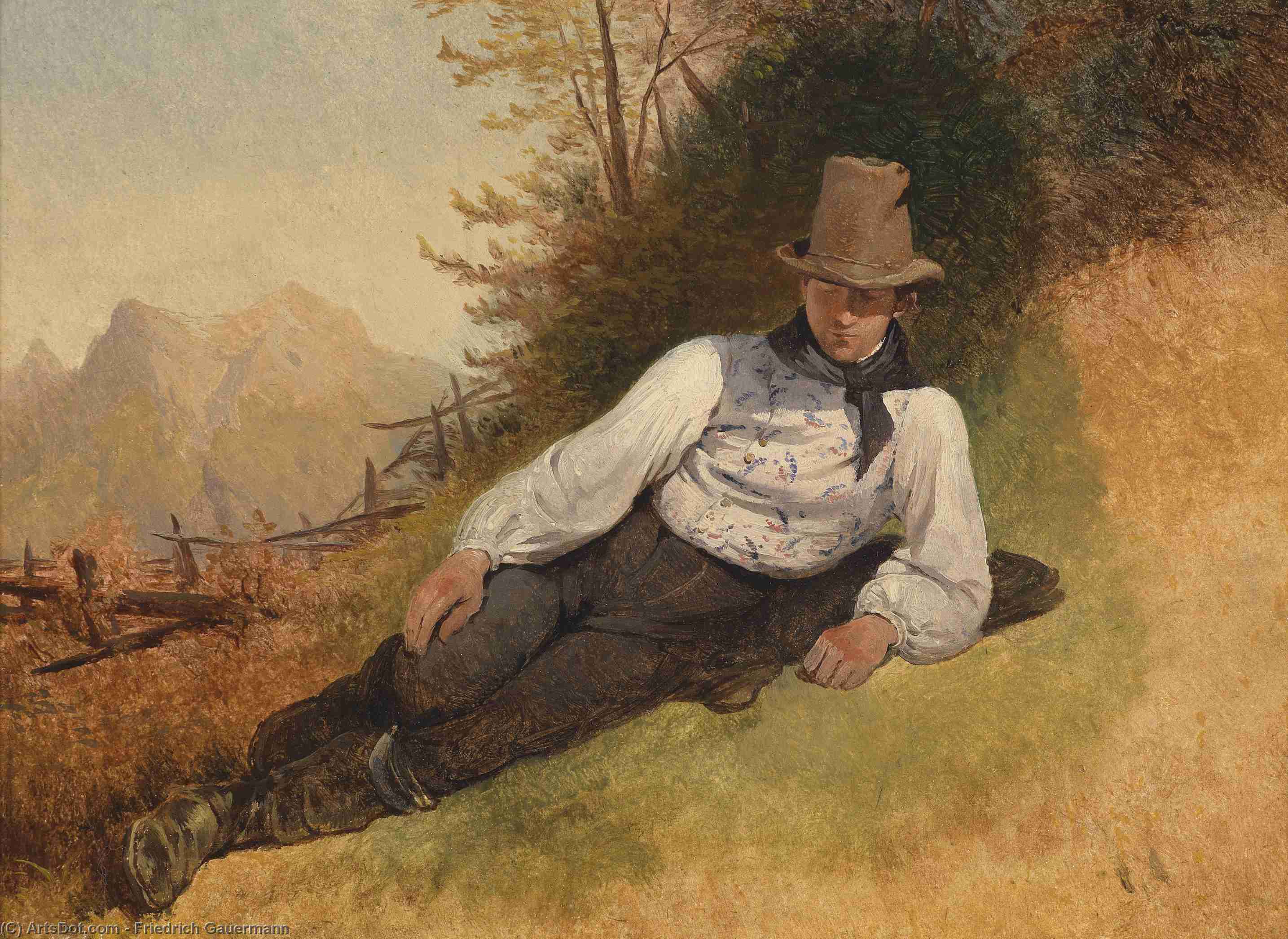 Portrait Of A Young Farmer — Friedrich Gauermann