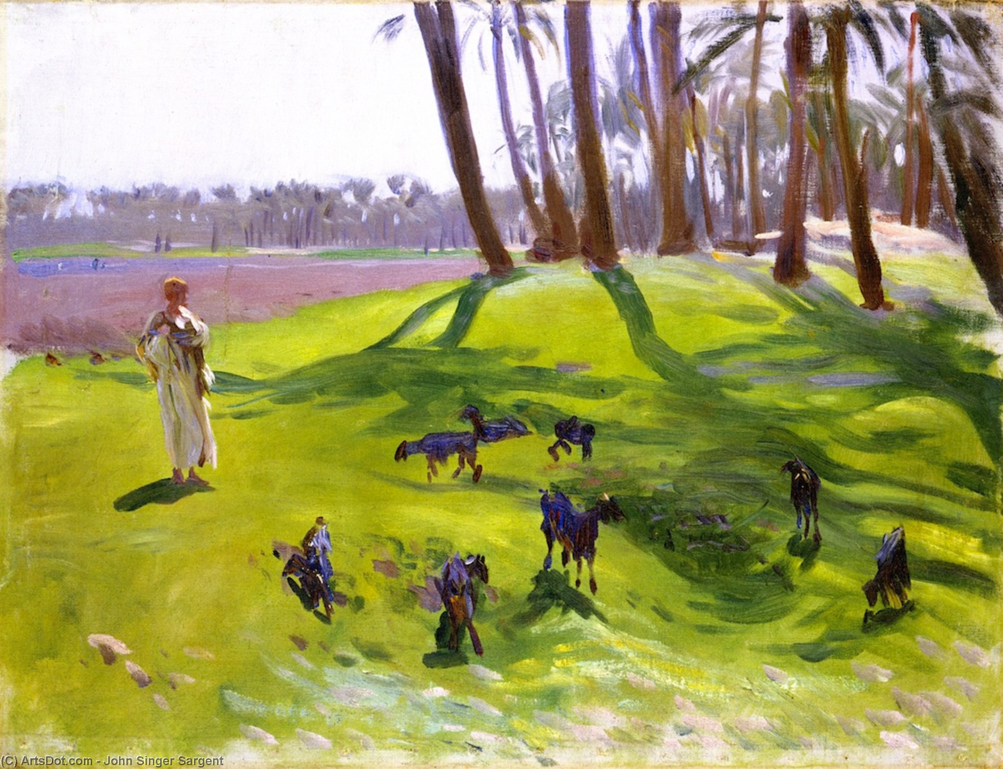 Landscape With Goatherd (also Known As Woman Goatherd) — John Singer Sargent