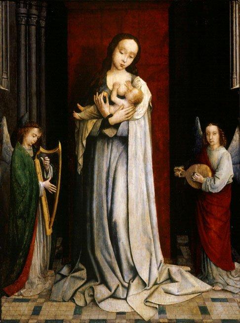 Madonna And Child With Two Music Making Angels — Gerard David