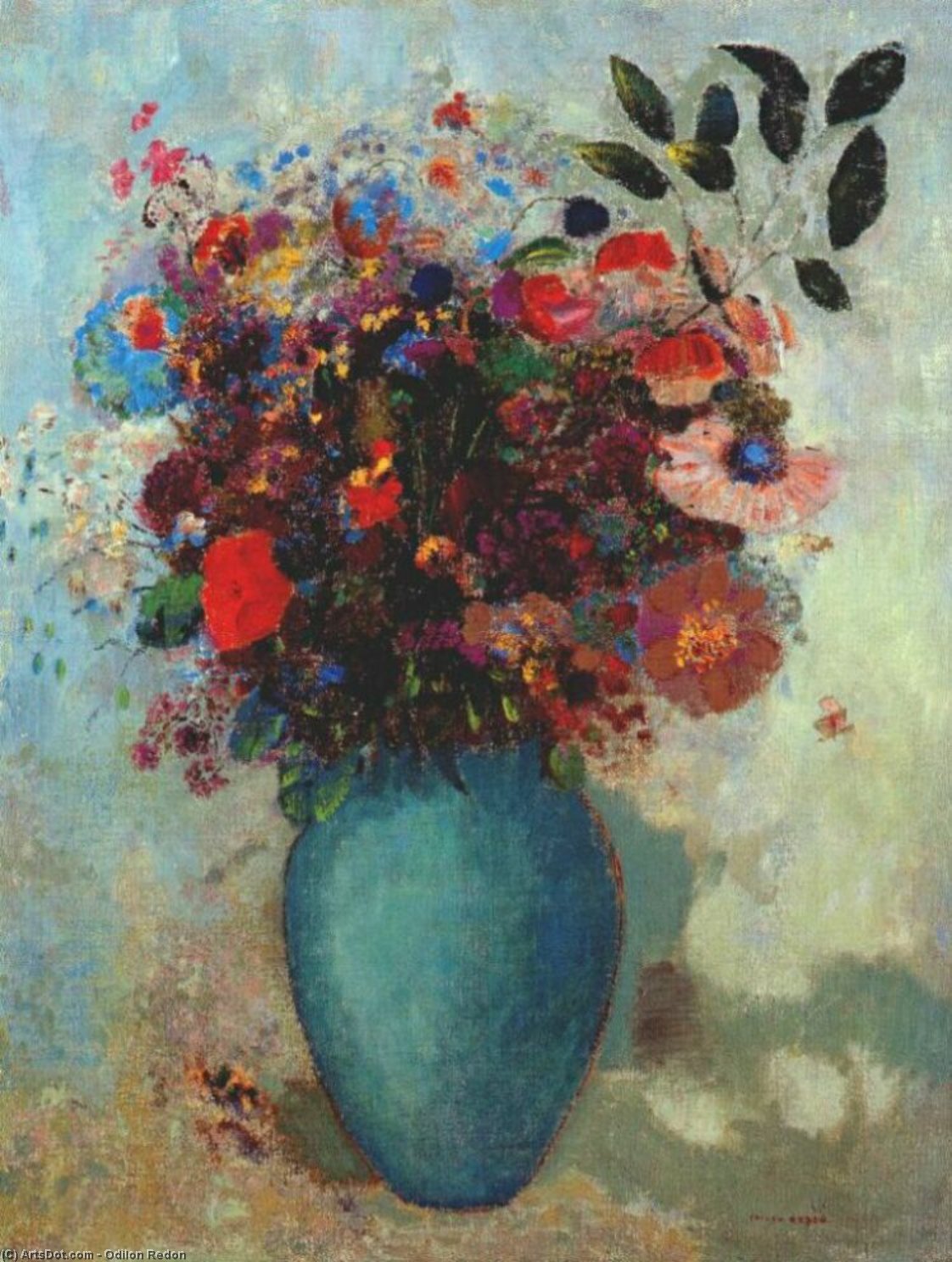 Flowers In Turquoise Vase — Odilon Redon
