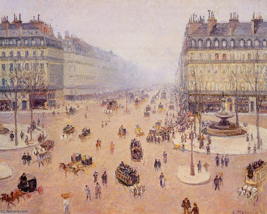 Avenue De L'opera, Misty Weather — Camille Pissarro
