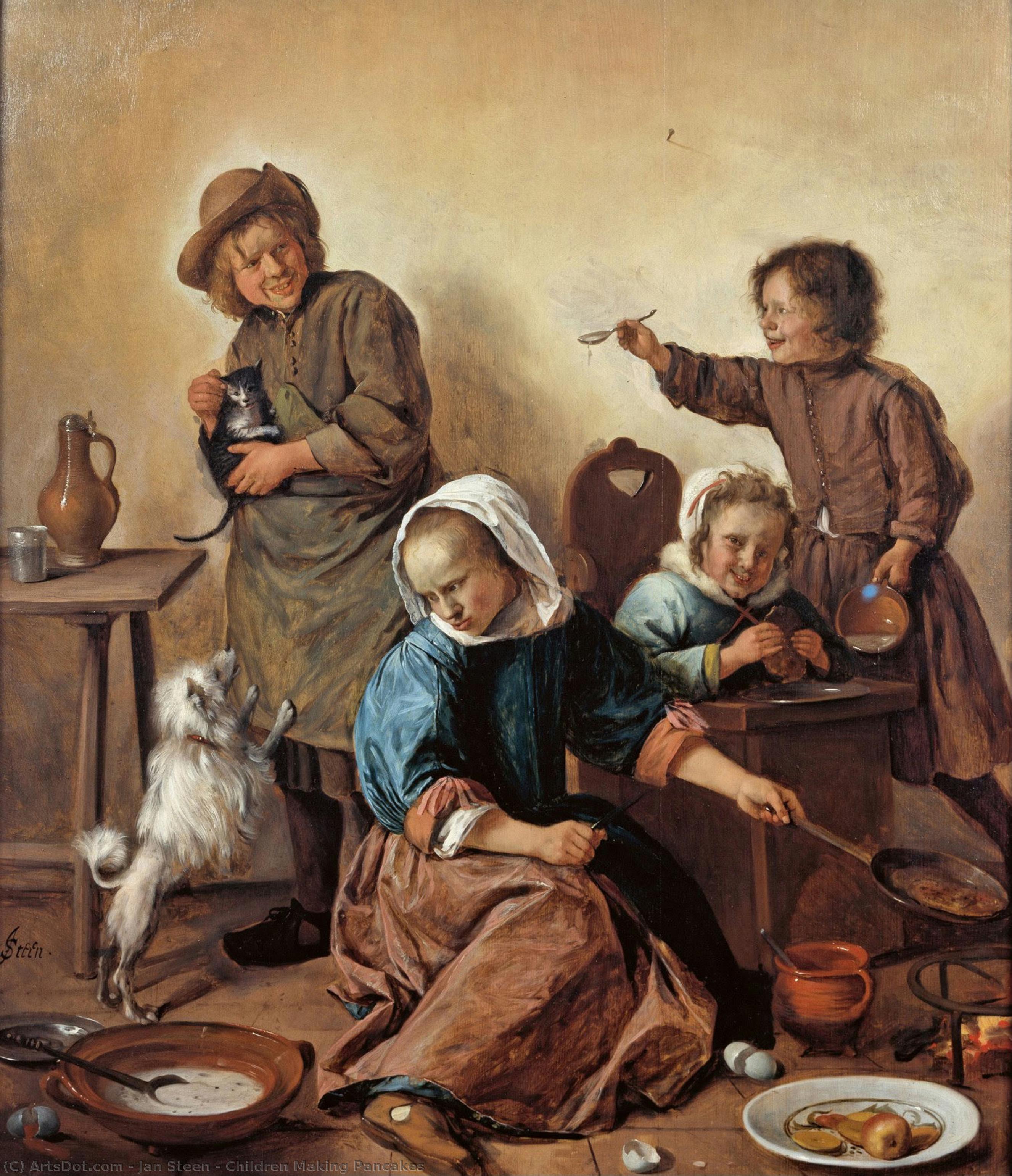 Children Making Pancakes — Jan Havickszoon Steen