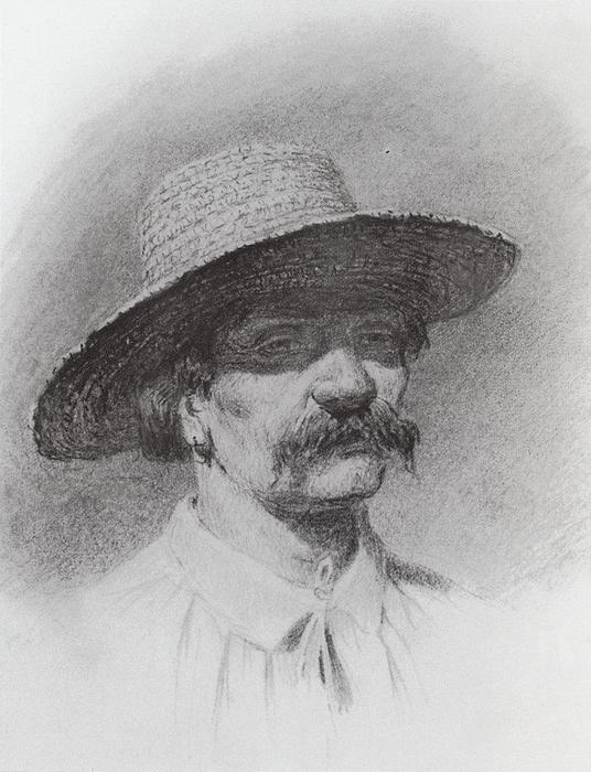 Men's Head In A Straw Hat — Arkhip Ivanovich Kuindzhi