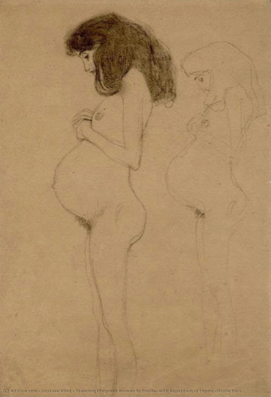 Standing Pregnant Woman In Profile, With Repetition Of Figure (studie For — Gustav Klimt