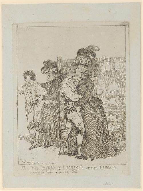 The Two Patriotic Duchesses On Their Canvass — Thomas Rowlandson