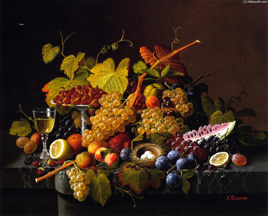 Stillleben Mit Früchten Und Vogelnester — Severin Rösen