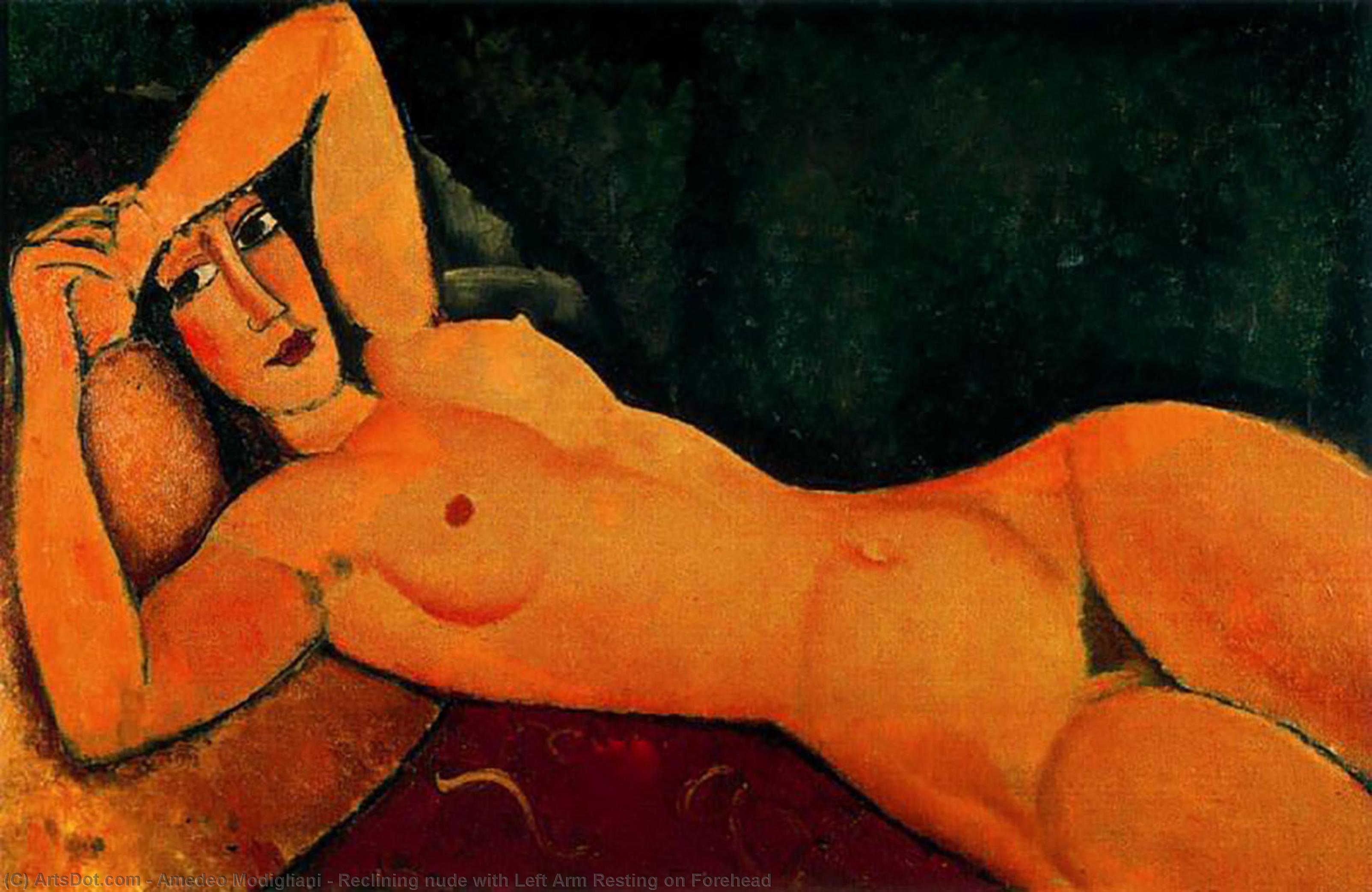 Reclining Nude With Left Arm Resting On Forehead — Amedeo Clemente Modigliani