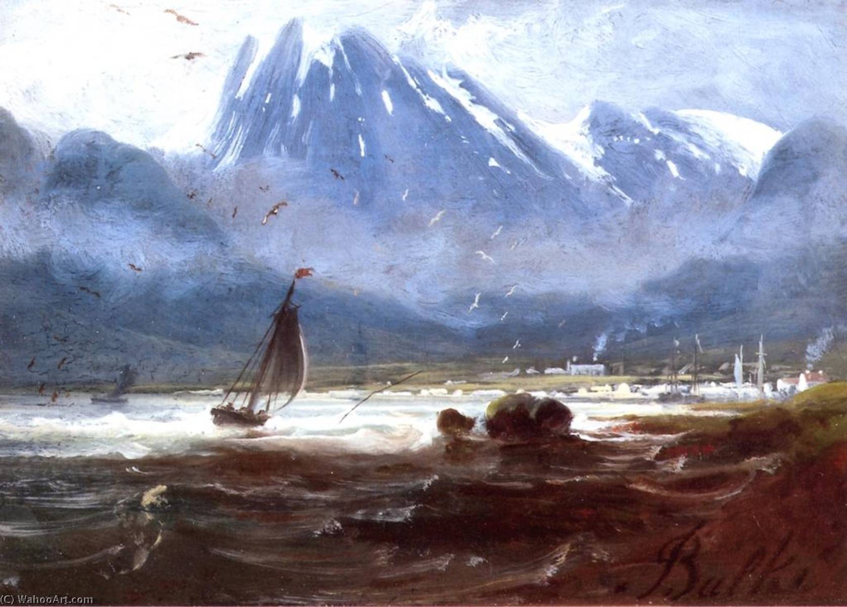 The Harbor At Skjervøy — Peder Balke