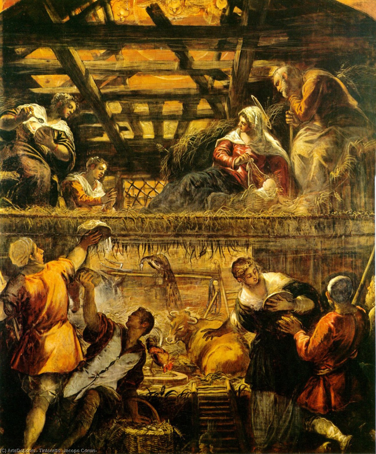 The Adoration Of The Shepherds, - (542x455) — Jacopo Tintoretto