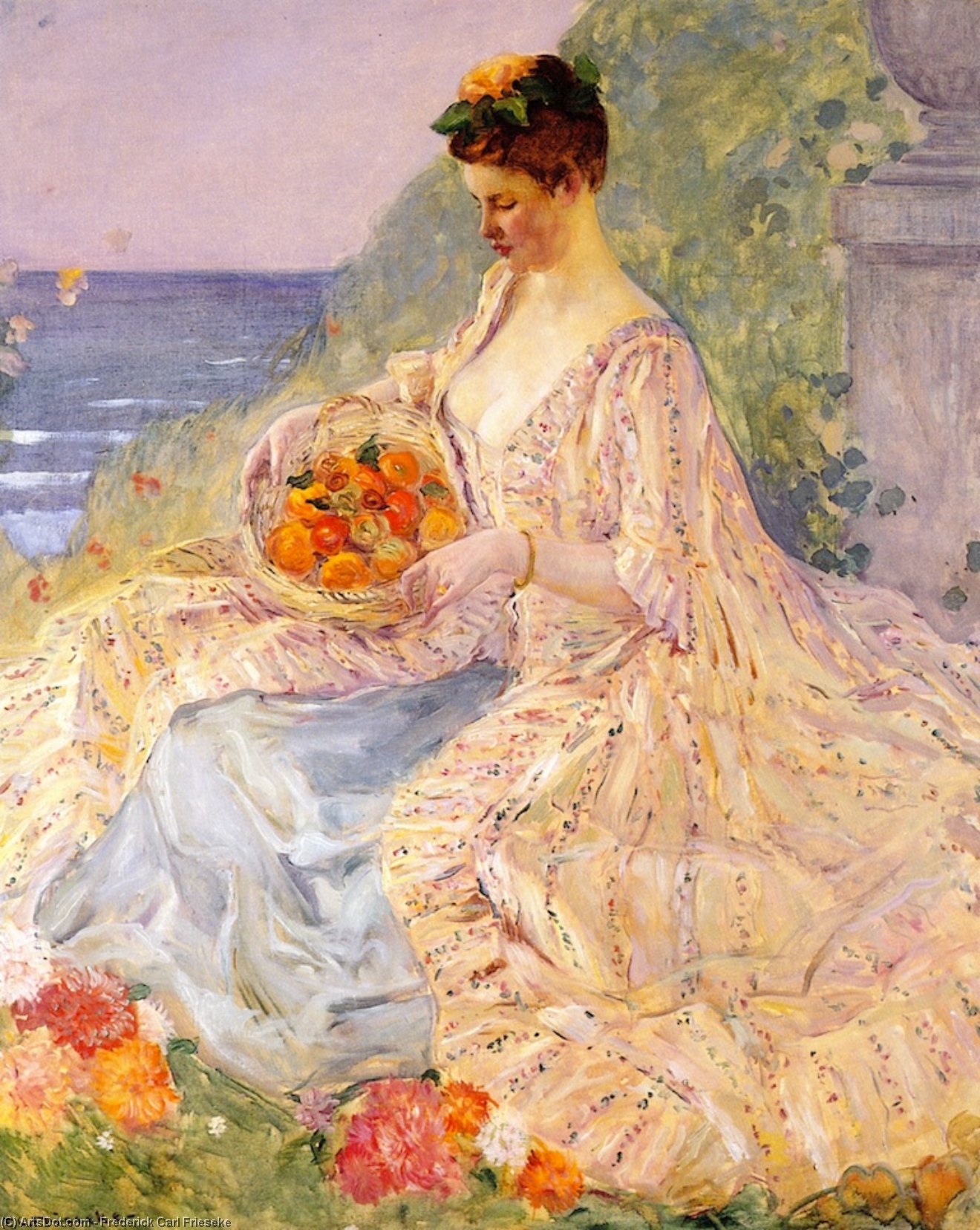 Woman With A Flower Basket — Frederick Carl Frieseke