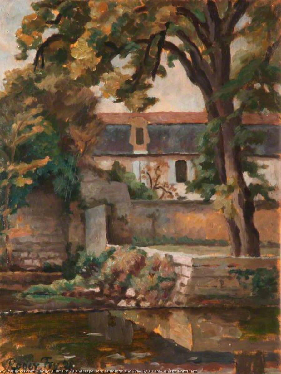 Landscape With Buildings And Tree By A Pool, On The Continent — Roger Eliot Fry
