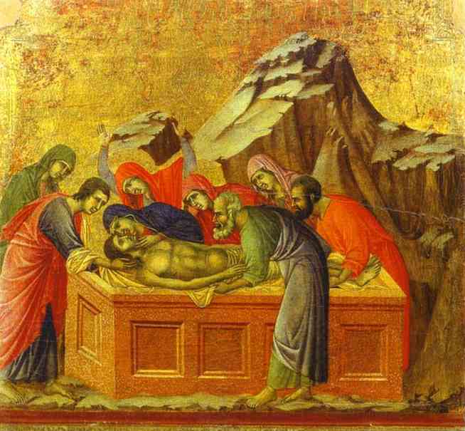Maestó (back, Central Panel), The Entombment — Duccio Di Buoninsegna