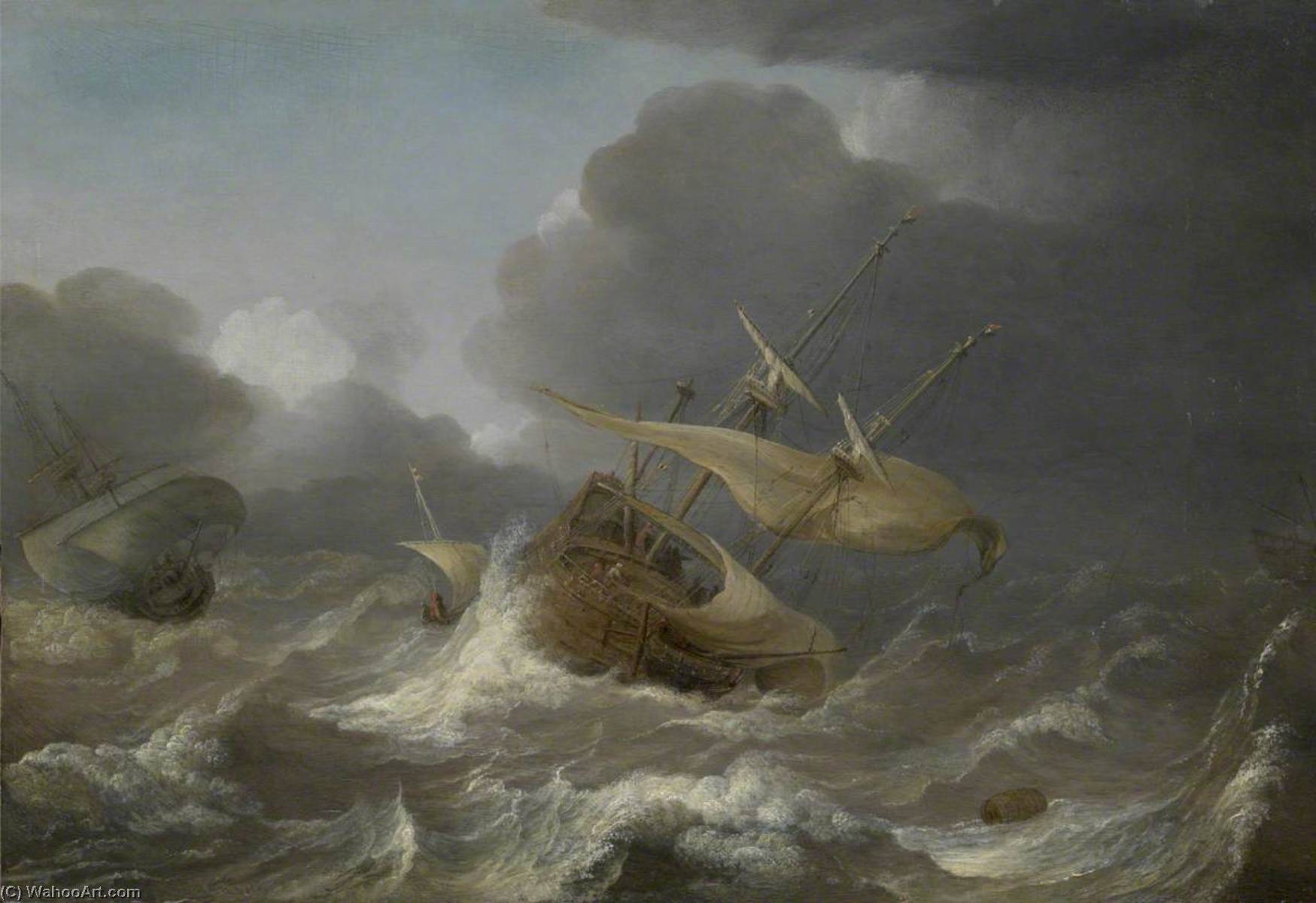 Dutch Ships In A Gale — Jan Porcellis