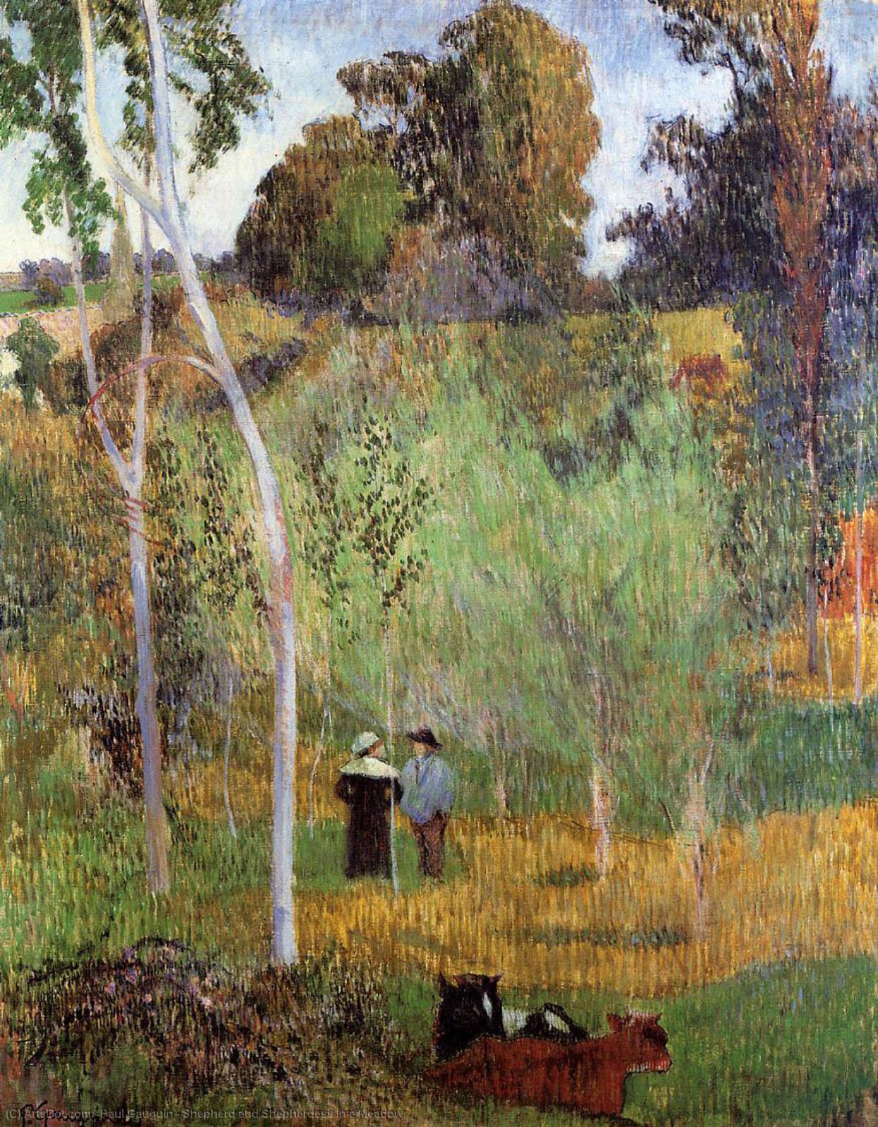 Shepherd And Shepherdess In A Meadow — Eugène Henri Paul Gauguin