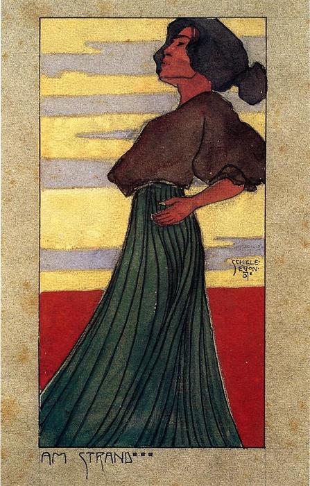 On The Beach, Moonlight — Egon Schiele