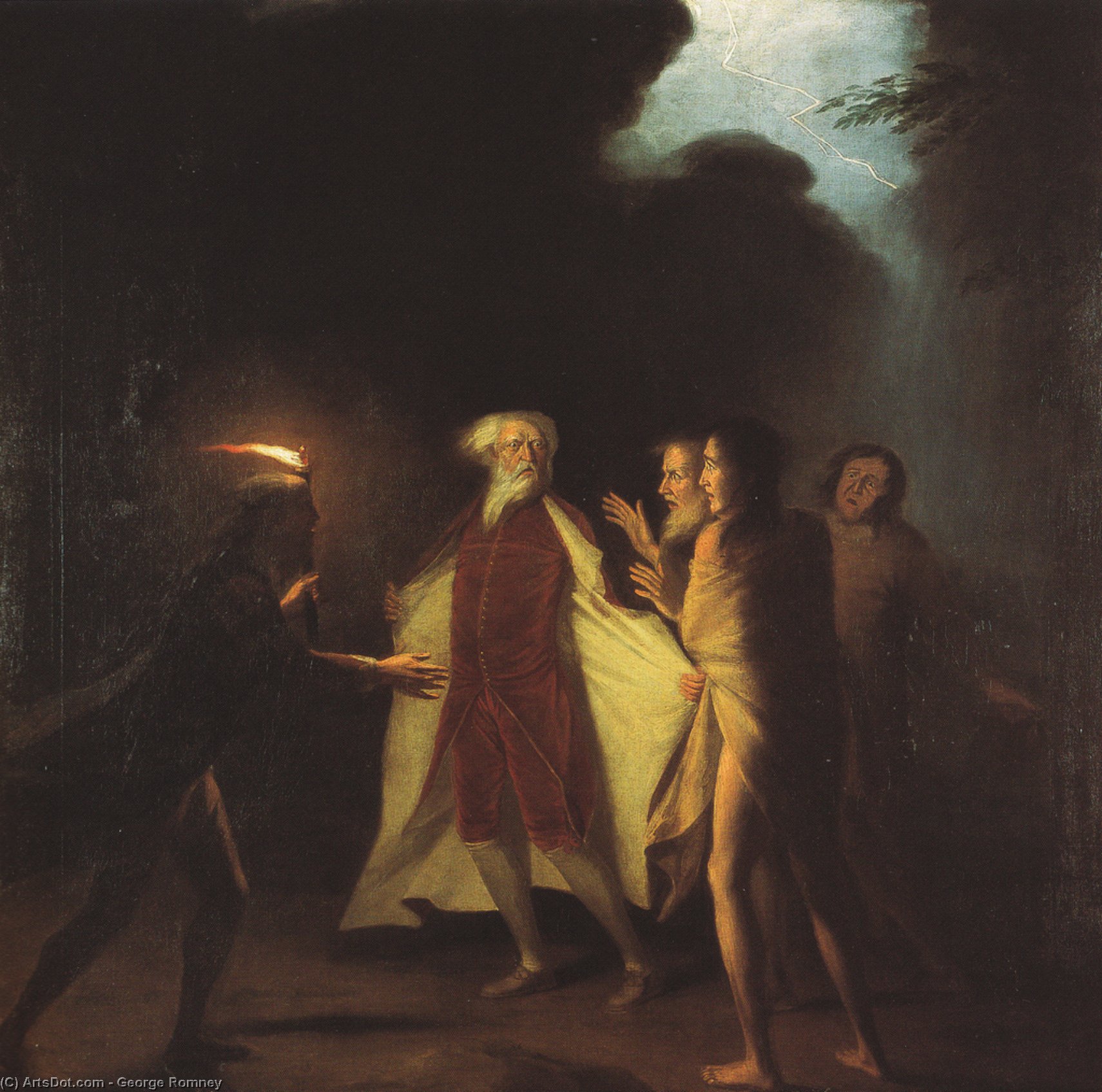 King Lear In The Tempest Tearing Off His Robes — George Romney