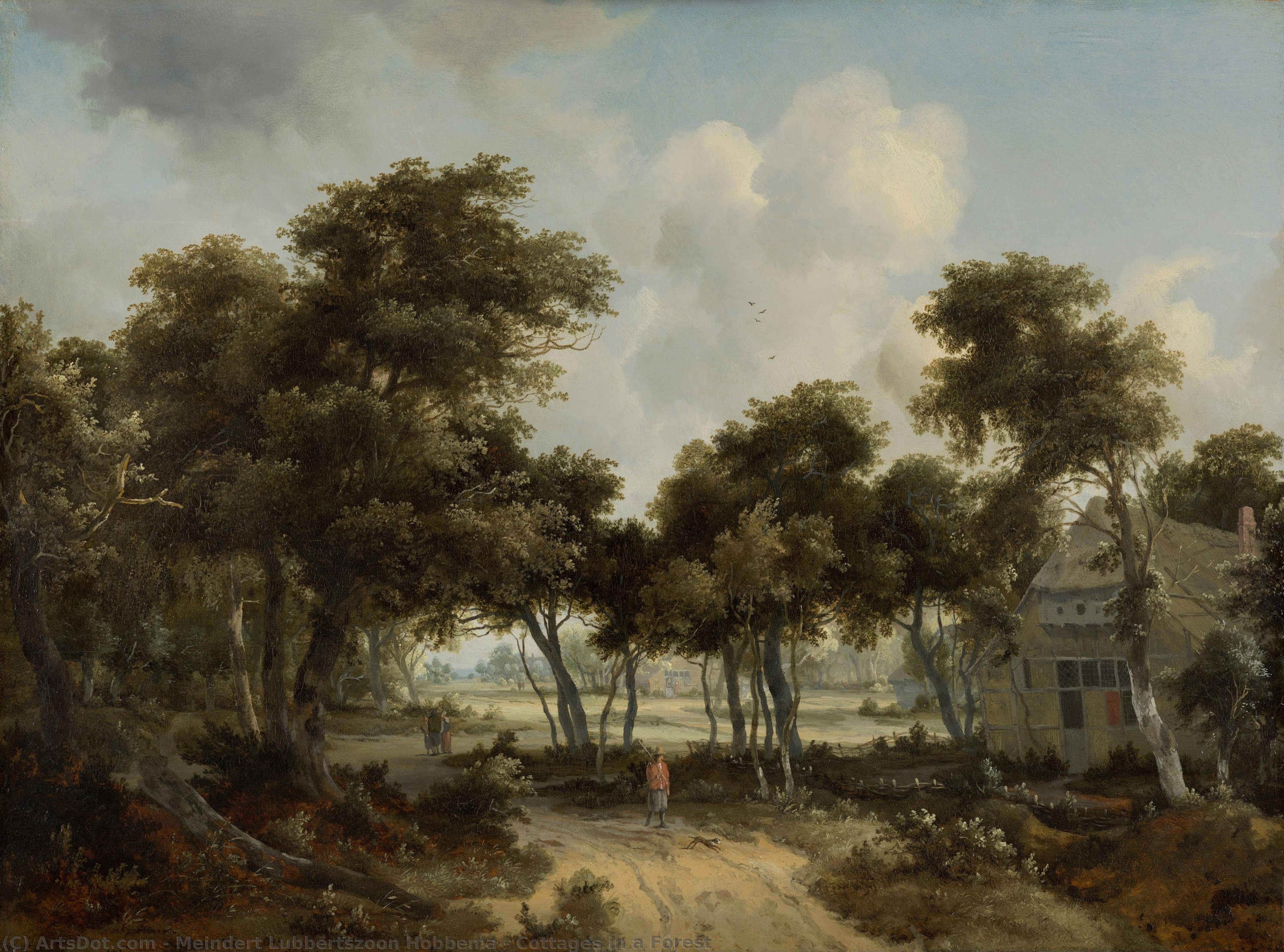 Cottages In A Forest — Meindert Lubbertszoon Hobbema