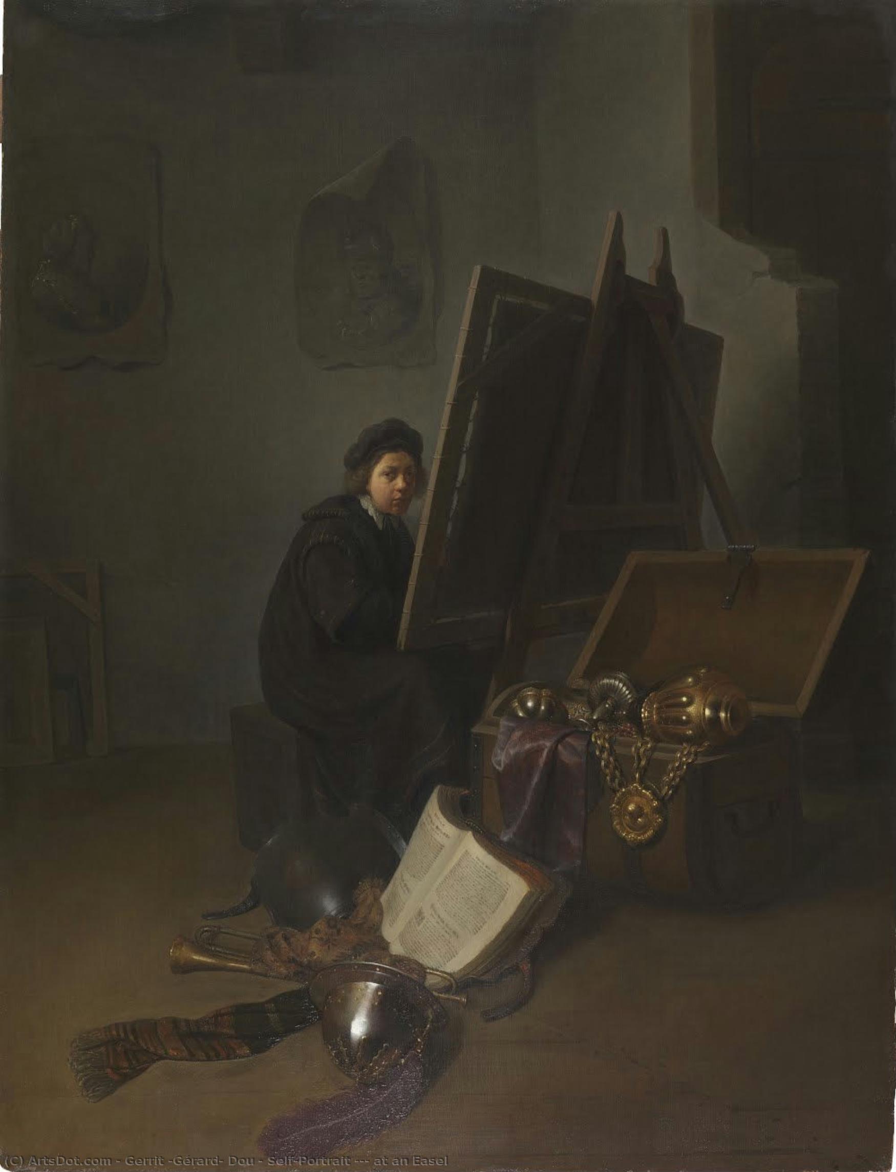 Self-portrait (?) At An Easel — Gerrit Dou
