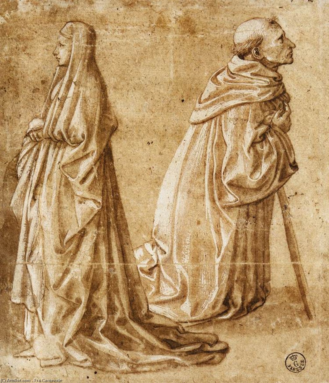 A Woman And A Kneeling Monk — Fra Carnevale