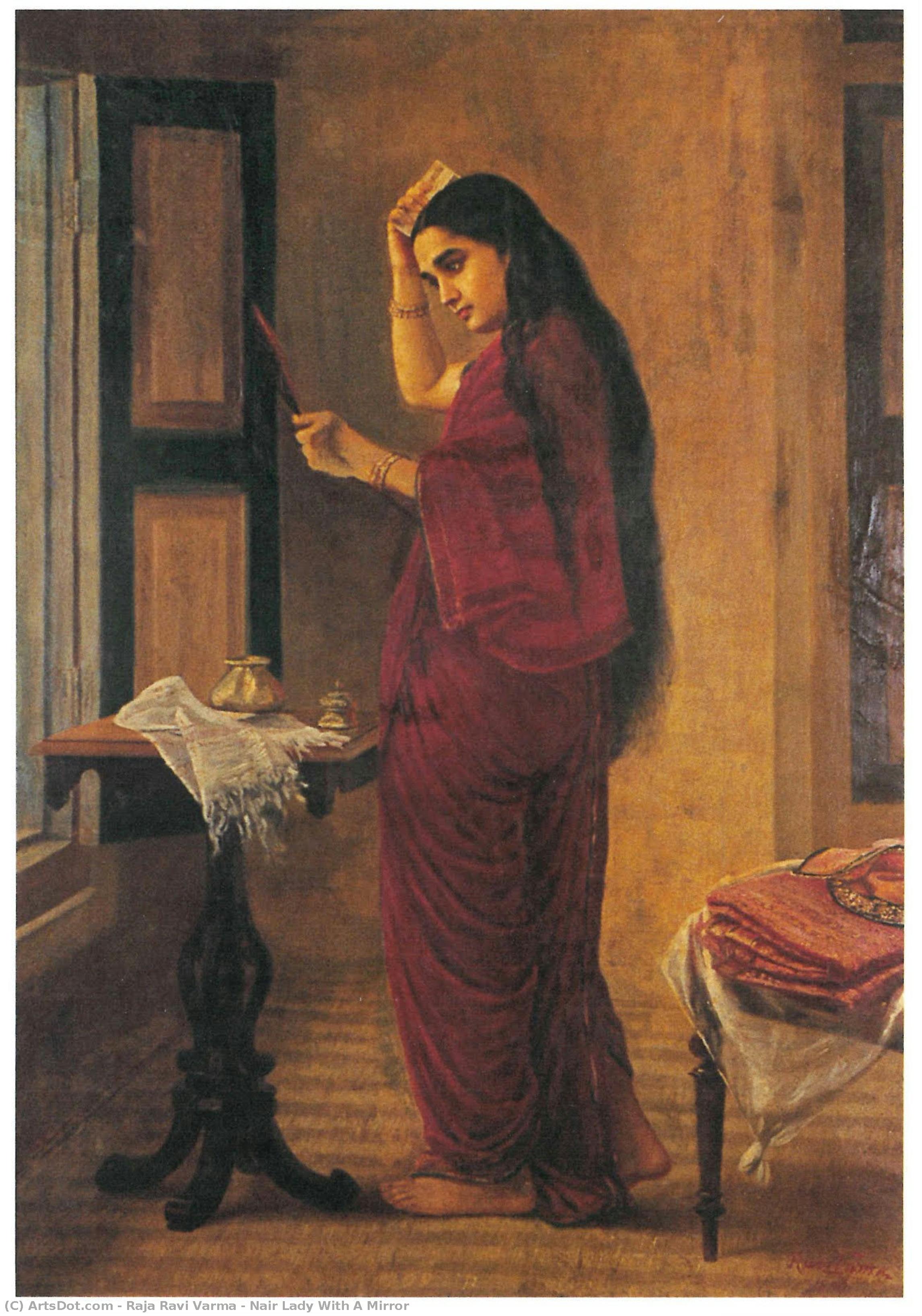 Nair Lady With A Mirror — Raja Ravi Varma