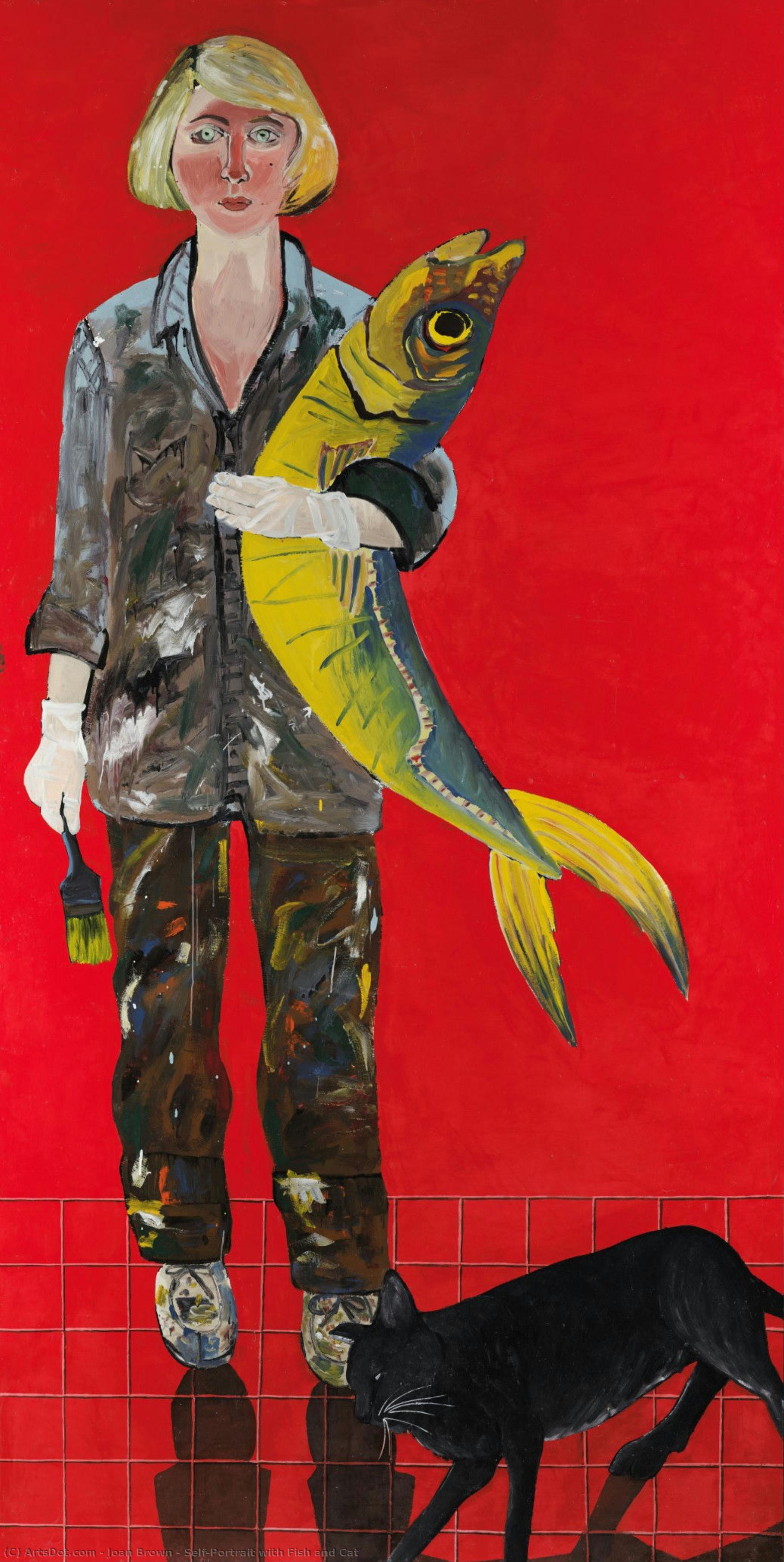 Self-portrait With Fish And Cat — Joan Brown