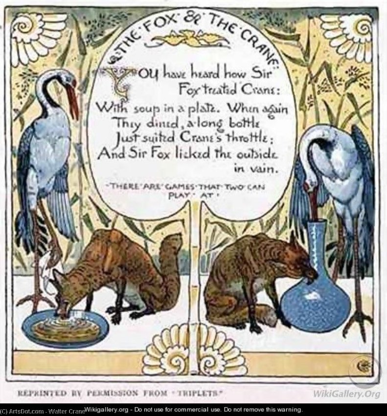 The Fox And The Crane — Walter Crane