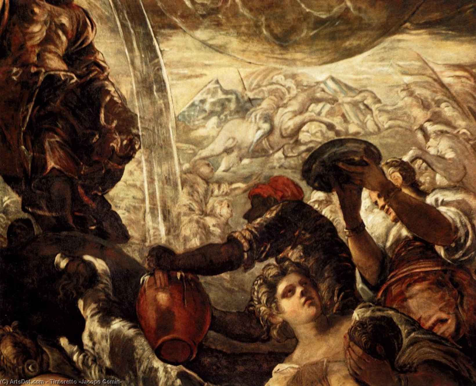 Moses Drawing Water From The Rock (detail) — Jacopo Tintoretto