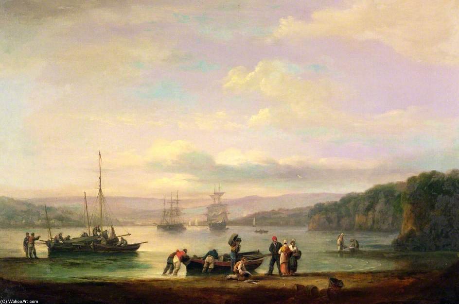 A View Of The River Teign, Looking Up River From Teignmouth Towards Dartmoor, Devon — Thomas Luny